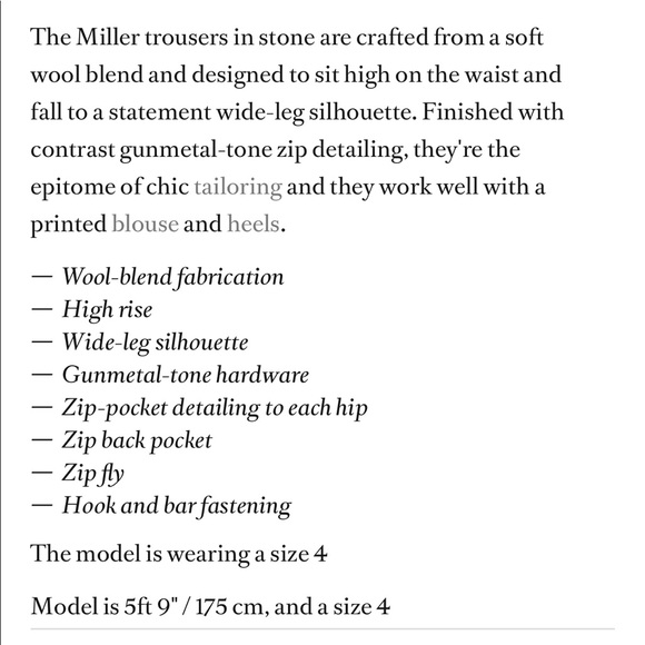 REISS Miller high rise straight leg pintuck trousers in stone color NWOT - Picture 8 of 17